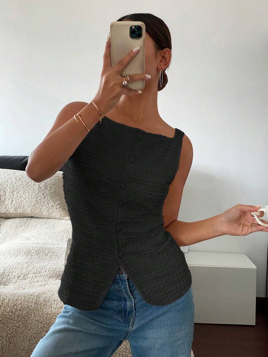 Gaze | CHEMISE SANS MANCHES À BOUTON SIMPLE