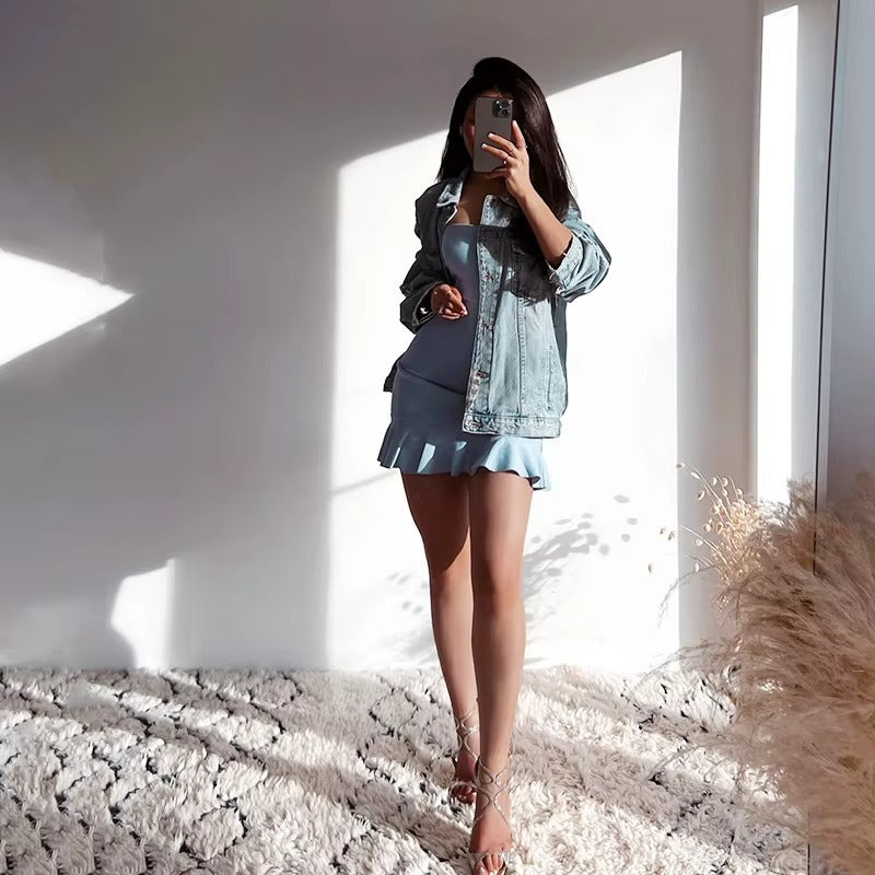 CUTENOVA | MINI ROBE BLEUE WRAP HIPSTER