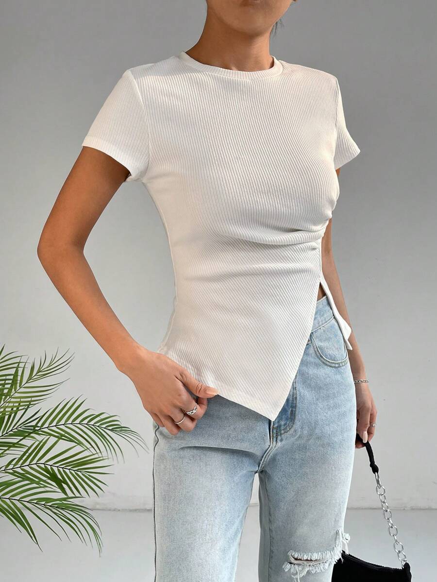 ESSNCE | TOP RUCHÉ ASYMÉTRIQUE SOLIDE