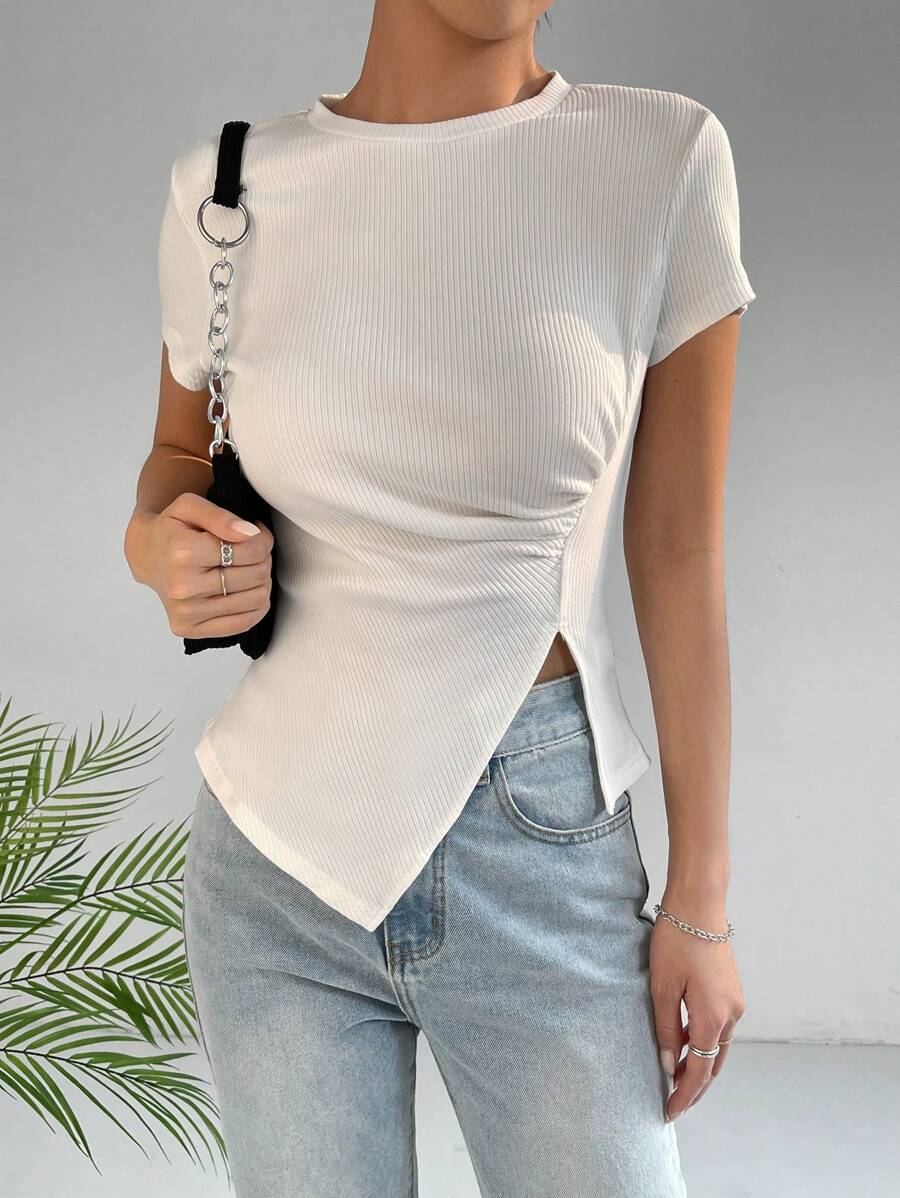 ESSNCE | TOP RUCHÉ ASYMÉTRIQUE SOLIDE