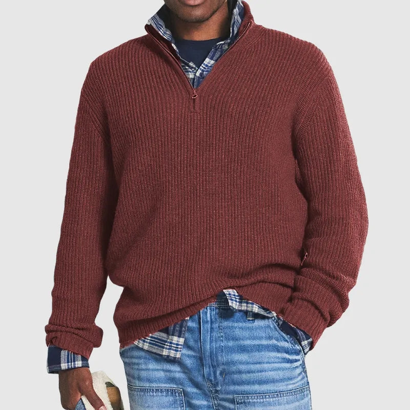Pull Zippé en Cachemire pour Hommes Élégant Hiver