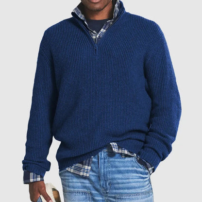 Pull Zippé en Cachemire pour Hommes Élégant Hiver