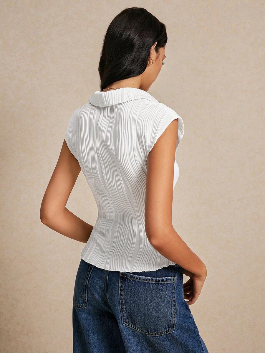 POÉSELLE | TEE TEXTURÉ À BOUTONS AVANT FEMME