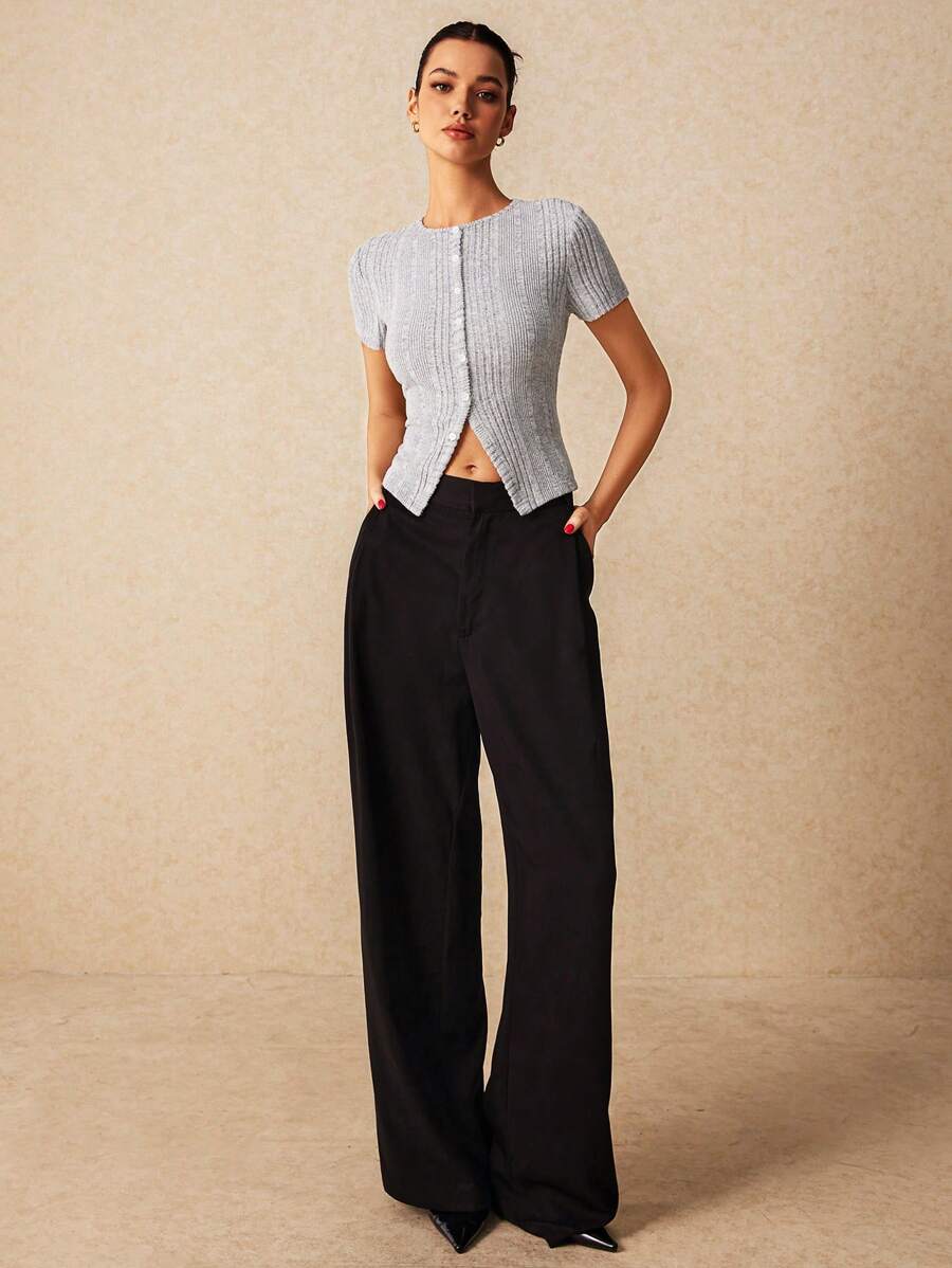 POÉSELLE | TEE COURT CÔTELÉ COURTES MANCHES