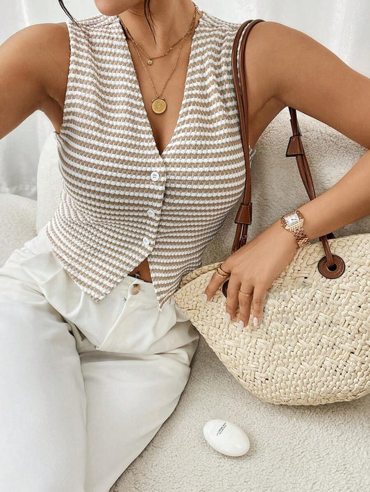 MUCHICA | TOP STRIPES BOUTONS AVANT