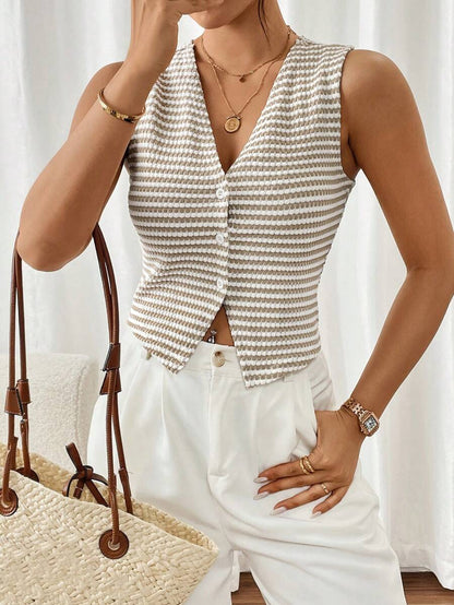 MUCHICA | TOP STRIPES BOUTONS AVANT