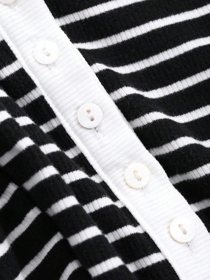 LIVESSO | T-SHIRT RAYÉ V-COL MANCHES LONGUES SLIM FIT