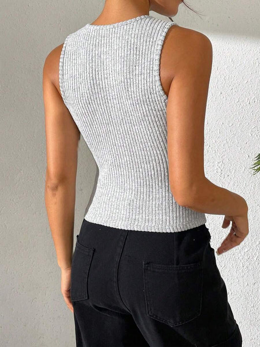 POÉSELLE | TOP RIBBED HEM DÉCOUPÉ FEMME