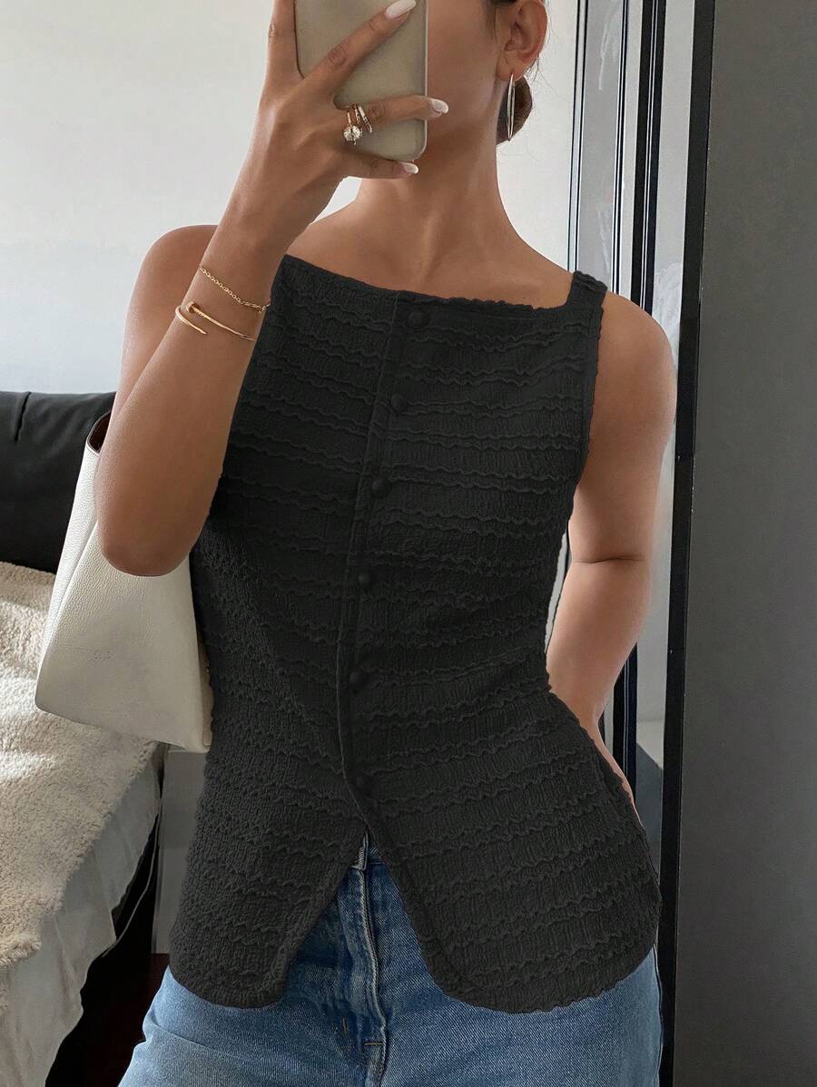 Gaze | CHEMISE SANS MANCHES À BOUTON SIMPLE