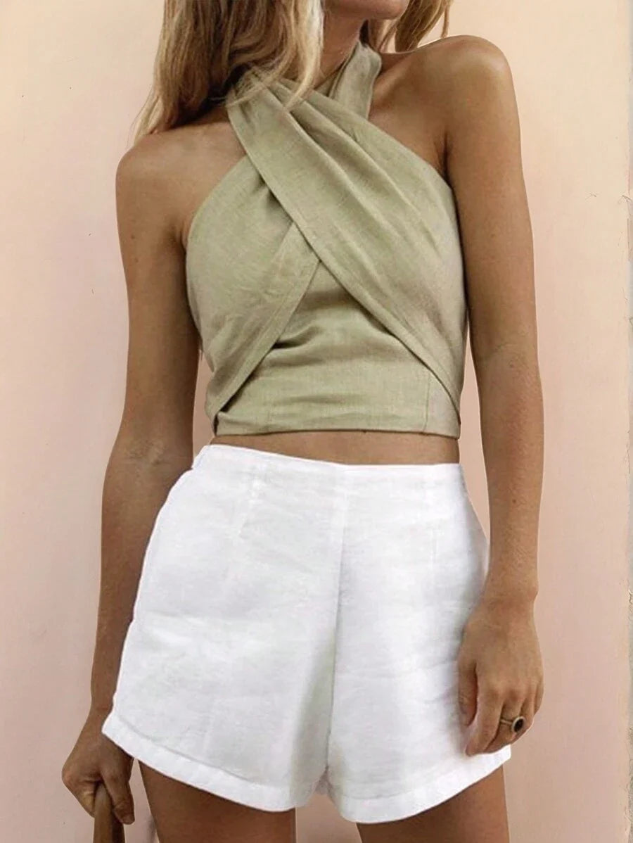 TRAVACHIC | TOP HALTER CROISÉ RAVE