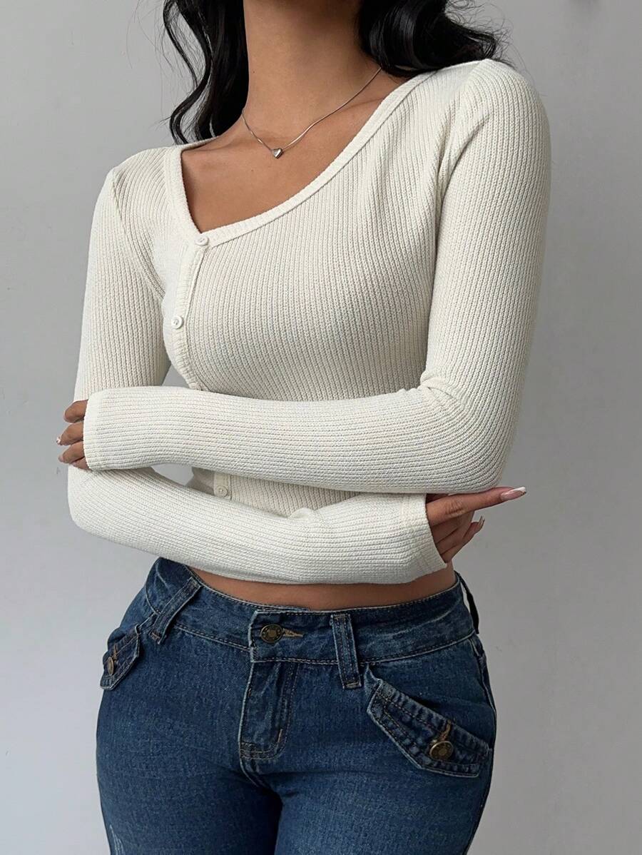 BASICS | TOP SOLIDE EN MAILLE À MANCHES LONGUES