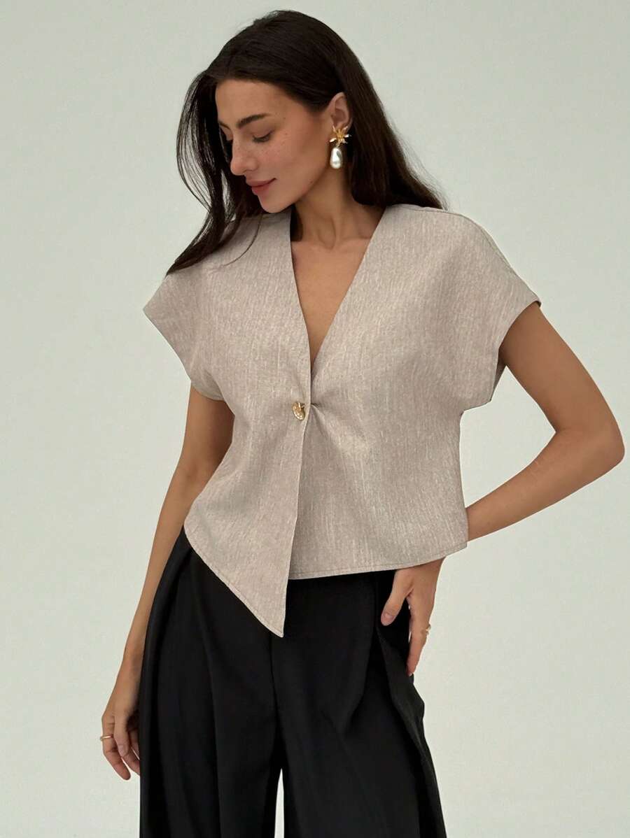 ALORUH | CHEMISE CASUAL ASYMÉTRIQUE ET MANCHES BAT