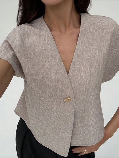 ALORUH | CHEMISE CASUAL ASYMÉTRIQUE ET MANCHES BAT