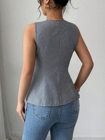 RAFFERIZA | TOP COL V ROSE DORÉ BOUTONS