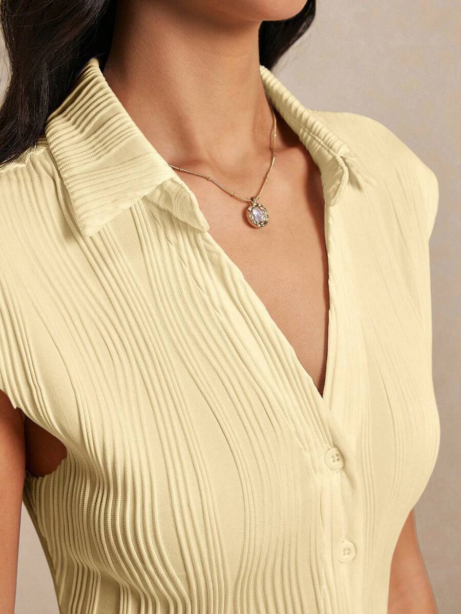 POÉSELLE | TEE TEXTURÉ À BOUTON AVANT