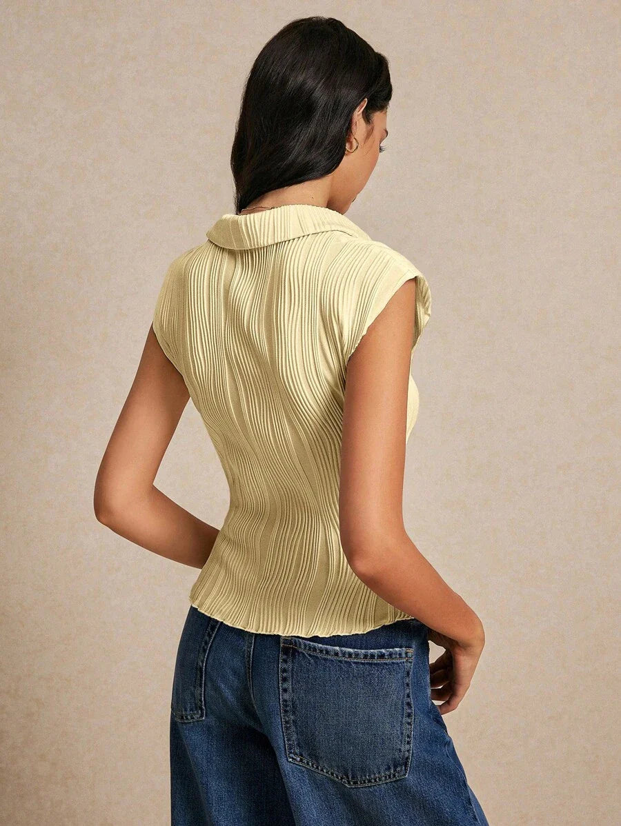 POÉSELLE | TEE TEXTURÉ À BOUTON AVANT