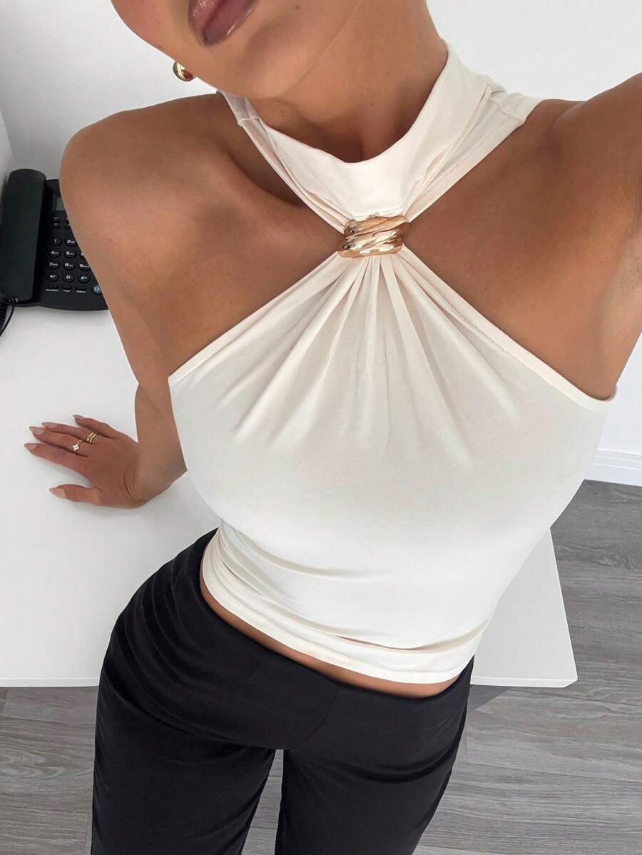 INAWLY | CAMISOLE FLORALE PANNEAU DESSIN ASYMÉTRIQUE