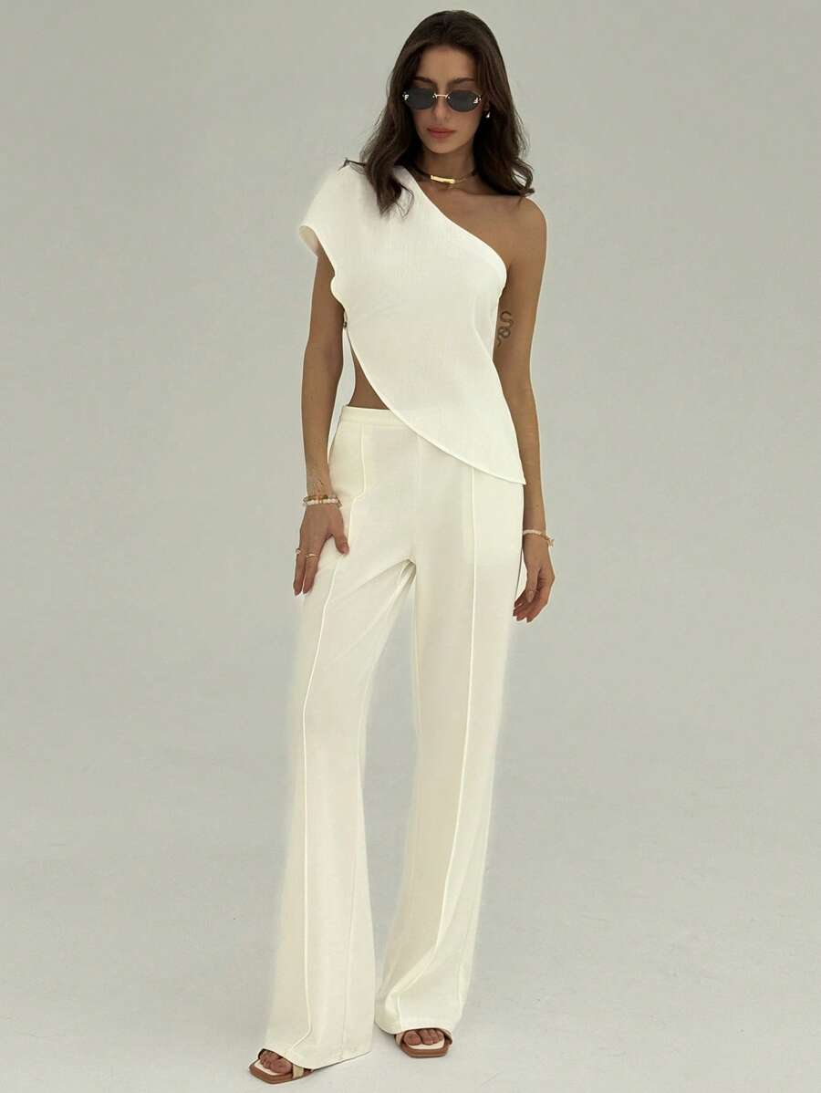 ALORUH | BLOUSE SOLIDE TEXTURÉE HEM ASYMÉTRIQUE