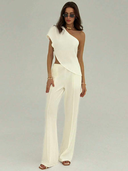 ALORUH | BLOUSE SOLIDE TEXTURÉE HEM ASYMÉTRIQUE