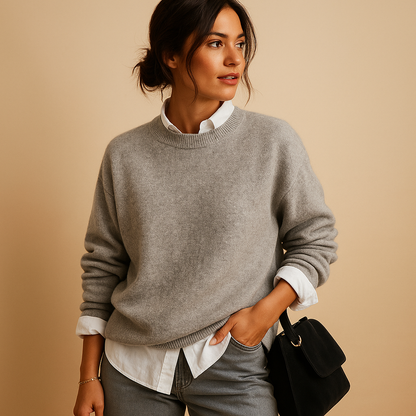 Pull en cachemire pour femmes à col rond