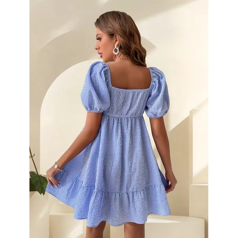 YENKYE | ROBE CARREAUX ROSE DOS NU LICOU