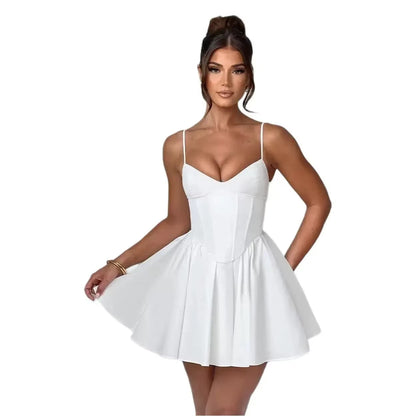 HUGCITAR | MINI ROBE PLISSÉE FLEURIE ZIPPÉE