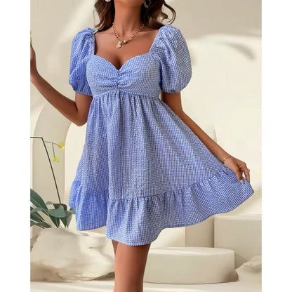 YENKYE | ROBE CARREAUX ROSE DOS NU LICOU