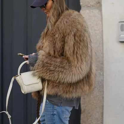 Manteau d'hiver en fausse fourrure pour femmes