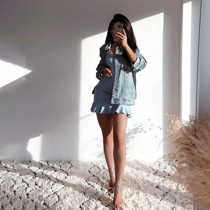 CUTENOVA | MINI ROBE BLEUE WRAP HIPSTER