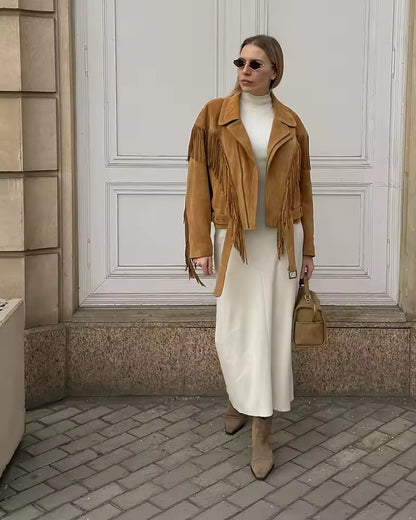 Veste Elena à Franges – Élégance d’Hiver