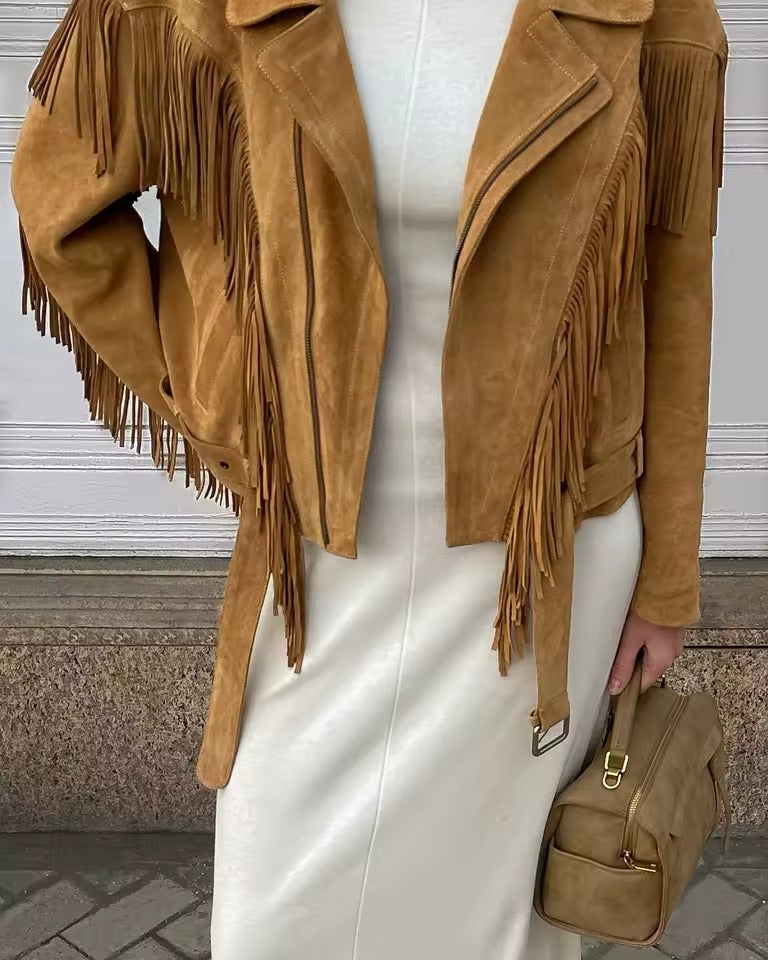 Veste Elena à Franges – Élégance d’Hiver