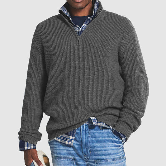 Pull Zippé en Cachemire pour Hommes Élégant Hiver