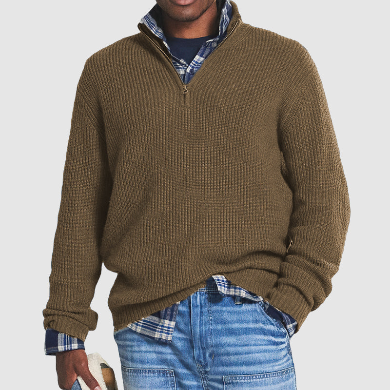 Pull Zippé en Cachemire pour Hommes Élégant Hiver