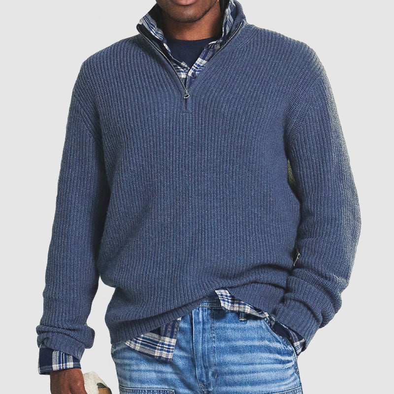 Pull Zippé en Cachemire pour Hommes Élégant Hiver