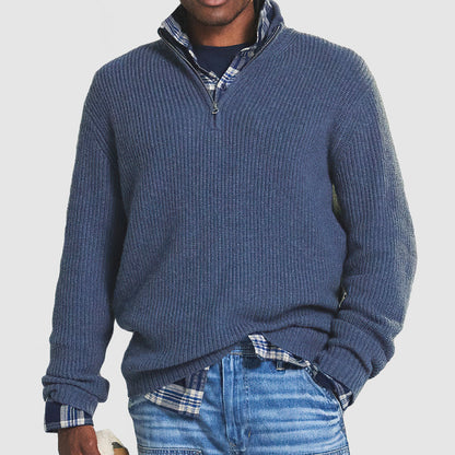 Pull Zippé en Cachemire pour Hommes Élégant Hiver