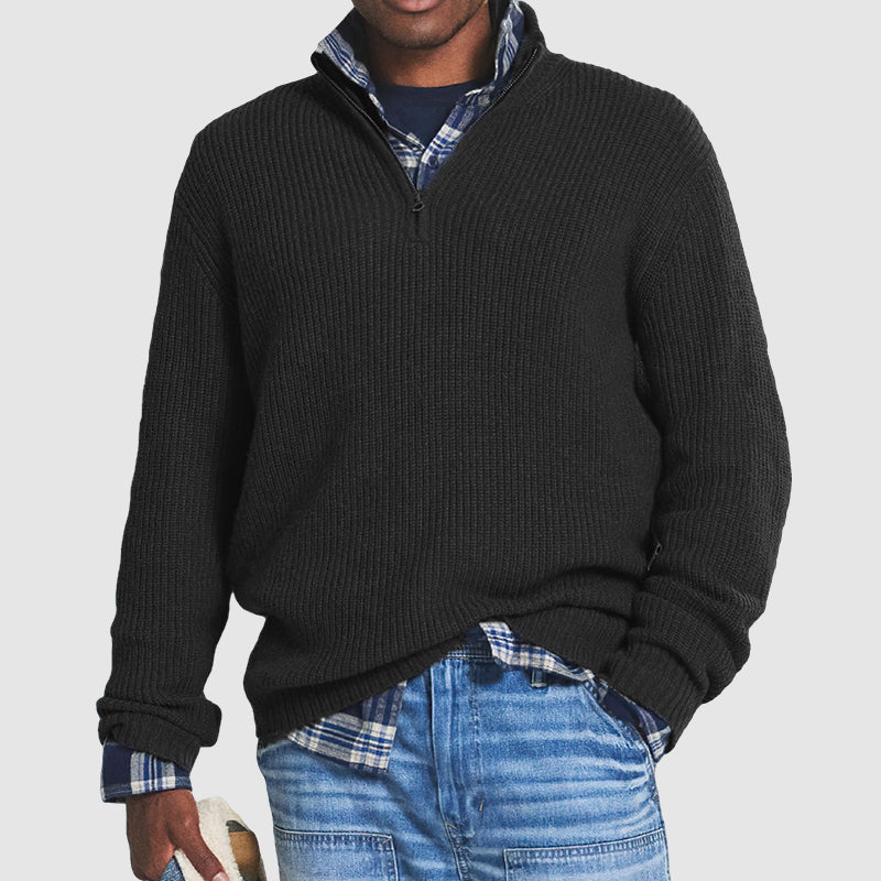 Pull Zippé en Cachemire pour Hommes Élégant Hiver